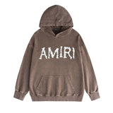 Amiri washed hoodie fog star distressed printing