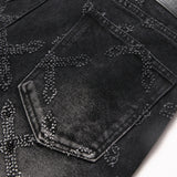 Mens Fashion Jeans Chain embroidery S8261#
