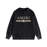 Amiri washed sweatshirt colorful letter horizontal stripsprinting washed and distressed