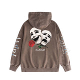 Amiri washed hoodie double-sided rose distressed printing