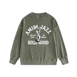 Amiri washed sweatshirt wolf music hand printed washed and distressed