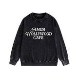 Amiri washed sweatshirt hollywood font printing washed and distressed