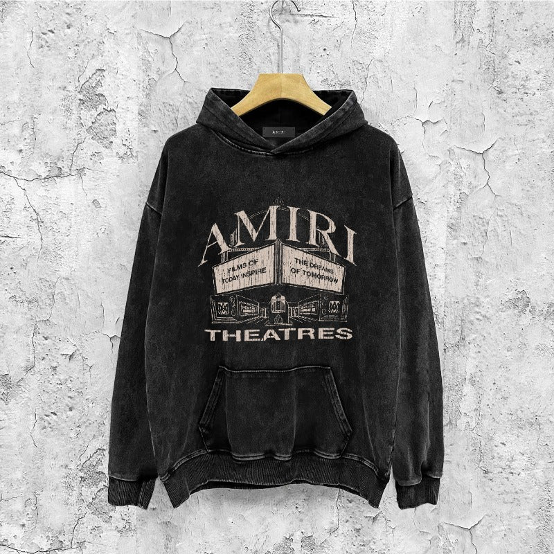 Amiri washed hoodie billboard printing washed and distressed