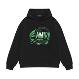 Amiri hoodie green leaf letter print