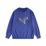 Amiri washed sweatshirt gray gradual change letter print washed old
