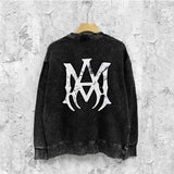 Amiri washed sweatshirt mottled spider printing washed and distressed