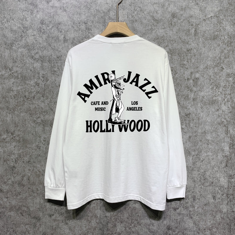 Amiri long sleeve shirts wolf music hand print