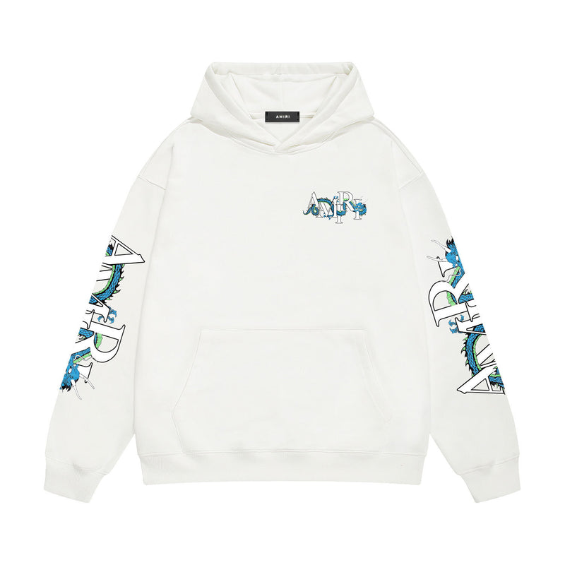 Amiri hoodie with overlapping letter dragon print