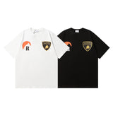 Rhude T Shirt Striped Sunset Snow Mountain Print Short Sleeve T-Shirt