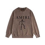 Amiri washed sweatshirt skull puppet printing washed and distressed