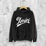 Amiri washed hoodie elegant letter washed distressed printing