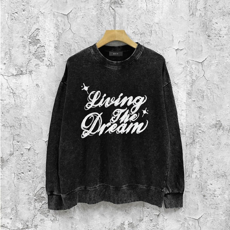 Amiri washed sweatshirt cloud letter printing washed and distressed