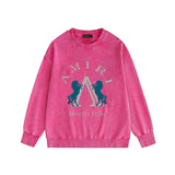 Amiri washed sweatshirt horse printing washed and distressed