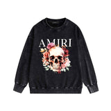 Amiri washed sweatshirt flower skull printing washed and distressed