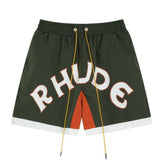 Rhude Shorts Color Matching Casual Sports Mesh Shorts