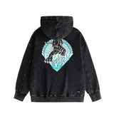 Amiri washed hoodie black panther distressed printing