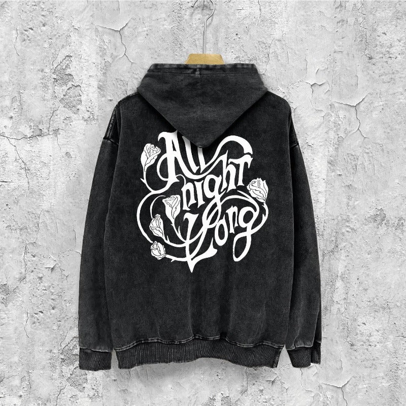Amiri washed hoodie morning glory printing distressed printing