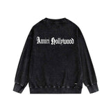 Amiri washed sweatshirt sanskrit printing washed and distressed