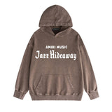 Amiri washed hoodie music letter distressed printing