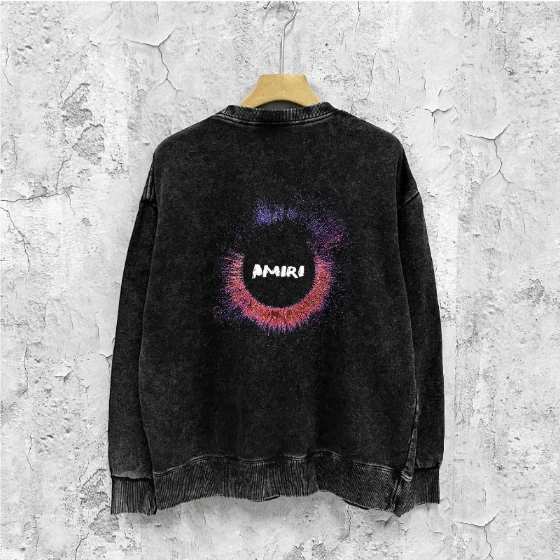 Amiri washed sweatshirt splattered color ring printing washed and distressed
