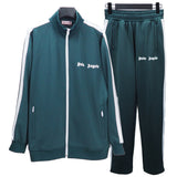 Palm Angels sweatshirt & sweatpants Two-piece set Black and white stripes Striped zip-up cardigan