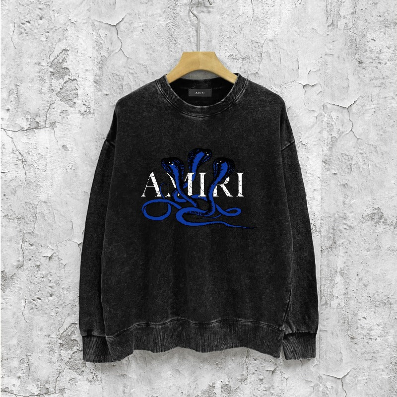 Amiri washed sweatshirt new font cobra print washed old