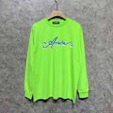 Amiri long sleeve shirts blue colorful art word printing