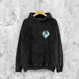 Amiri washed hoodie black panther distressed printing