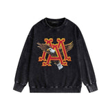 Amiri washed sweatshirt oil painting flying eagle printing washed and distressed