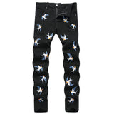 Mens Fashion Jeans Birdprint embroidery 5707#