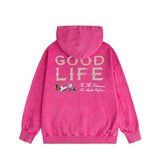 Amiri washed hoodie with distressed text and distressed printing