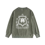 Amiri washed sweatshirt flower shield printing washed and distressed