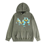 Amiri washed hoodie gradient overlapping letter washed distressedprinting