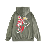 Amiri washed hoodie flower printing distressed printing