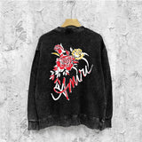 Amiri washed sweatshirt flower printing washed and distressed