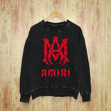 Amiri washed sweatshirt cashew flower large simple label printing washed and distressed