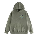 Amiri washed hoodie gray wolf cross printing distressed printing