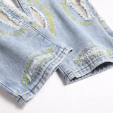 Mens Fashion Jeans Destroy embroidery thread balls 5720#