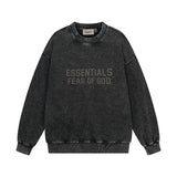 C.e sweatshirt early autumn fog seam-lined letter washed distressed crewneck pullover sweatshirt