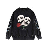 Amiri washed sweatshirt double-sided rose print washed old