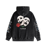 Amiri washed hoodie double-sided rose distressed printing