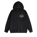 Amiri washed hoodie gray wolf cross printing distressed printing