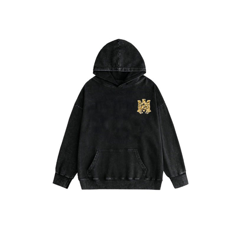 Amiri washed hoodie tiger print spider print