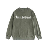 Amiri washed sweatshirt sanskrit printing washed and distressed