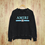 Amiri washed sweatshirt colorful letter horizontal stripsprinting washed and distressed
