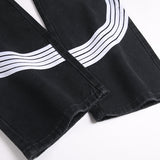 Mens Fashion Jeans White stripes 5725#