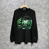 Amiri long sleeve shirts green leaf letterprinting