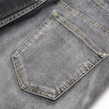 Mens Fashion Jeans Black and gray color blocking 5706#