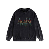 Amiri washed sweatshirt rainbow letterprinting washed and distressed