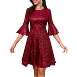 Women Party Dress Sequined Vintage Dignified Dress (Ss0416)